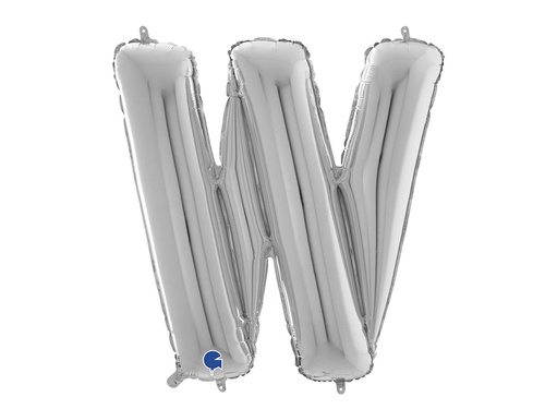 Balon foliowy srebrna litera W - 66 cm - 1 szt.