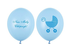 Balony lateksowe Wózek błękitne - 30 cm - 6 szt.
