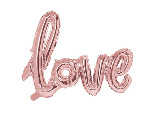 Balon foliowy złoty róż napis Love - 73 cm - 1 szt.
