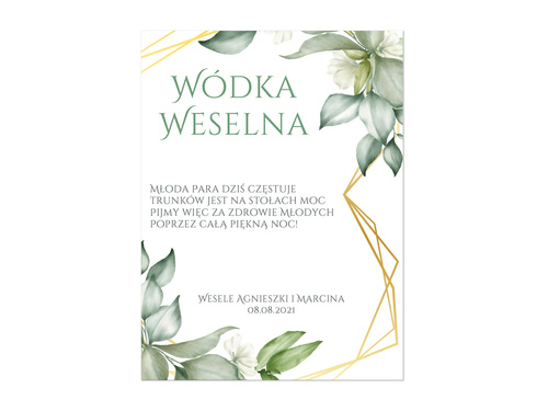 Etykiety personalizowane na butelkę z Wódką Weselną - 9 szt.