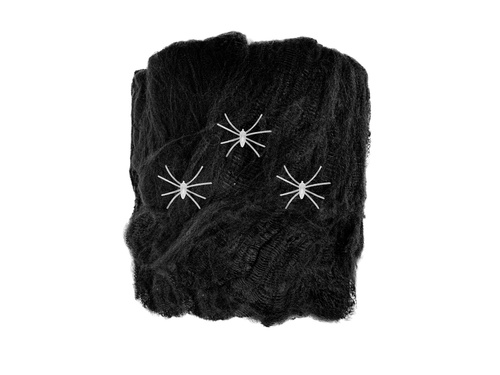 Czarna pajęczyna z fluorescencyjnymi pająkami - 1 op.