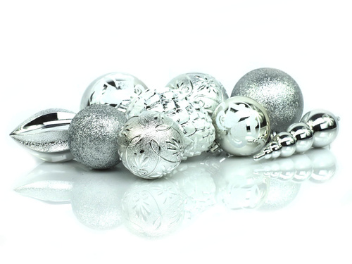 Dekoracje choinkowe srebrne - 28 szt.