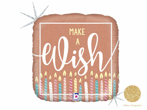 Balon foliowy Make a wish różowe złoto - 46 cm - 1 szt.