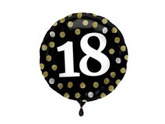 Balon foliowy na osiemnastkę czarny - 45 cm - 1 szt.