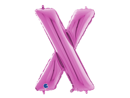 Balon foliowy fuksjowa litera X - 66 cm - 1 szt.