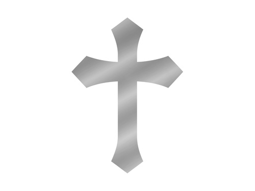 Topper na bok tortu Krzyż srebrny z pleksi  - 1 szt.