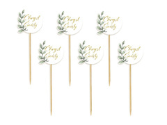 Pikery na babeczki z listkami na Chrzest Święty - 6 szt.