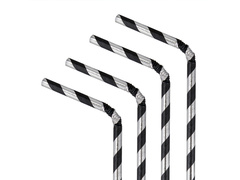 Słomki papierowe w paski - 19,5 cm - 10 szt.