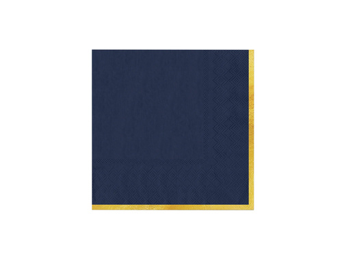 Serwetki papierowe granatowe ze złotym brzegiem - 33 cm - 10 szt.