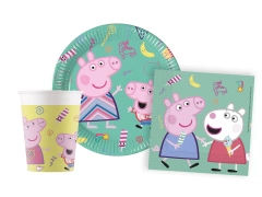 Zestaw kubeczki + talerzyki + serwetki papierowe na urodziny Świnka Peppa - 36 szt.