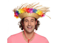 Kapelusz hawajski z kwiatkami - 1 szt.