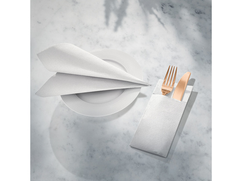 Kieszonki na sztućce Airlaid białe - 40 cm - 25 szt.