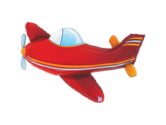 Balon foliowy Czerwony Samolot - 88x56 cm - 1 szt.