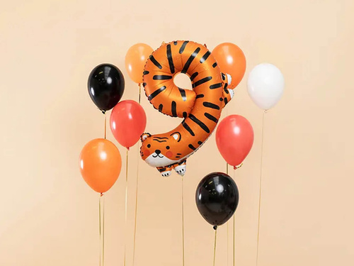 Balon foliowy cyfra 9 Tygrys - 76 cm - 1 szt.