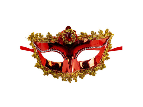 Maska karnawałowa czerwona z kryształkiem