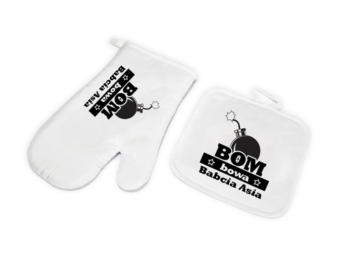 Zestaw kuchenny personalizowany Rękawica i Łapka na dzień babci