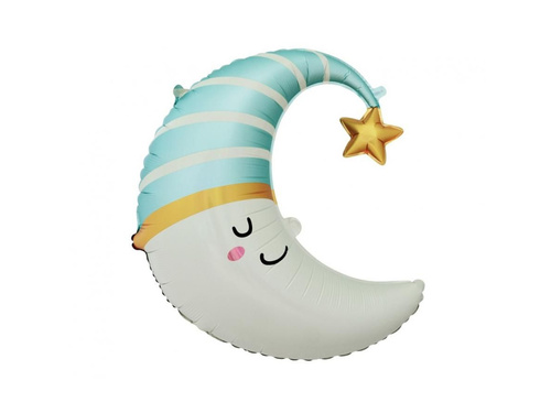 Balon foliowy Księżyc - niebieski - 56x68 cm - 1 szt.