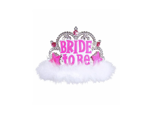 Tiara Bride to Be z klejnotami i futerkiem