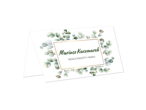 Winietki personalizowane składane z eukaliptusem - 15 szt.