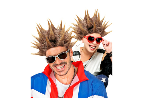 Peruka punkowa kolce brązowa