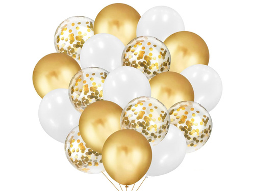 Zestaw balonów biało-złoty IHS - 38 szt.