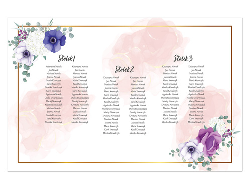 Plany stołów weselnych - 90x60 cm - 1 szt.