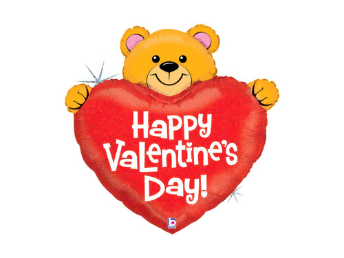 Balon foliowy Miś z sercem na walentynki - 30" - 1 szt.
