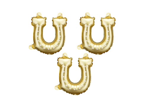 Balon foliowy złota Podkowa - 18x19 cm - 3 szt.