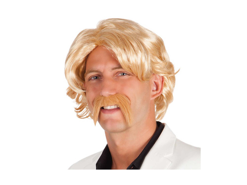 Peruka z wąsem Chuck blond