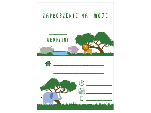 Zaproszenia urodzinowe Safari - 6 szt.