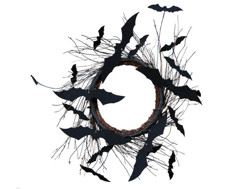 Dekoracja wisząca Wieniec z nietoperzami - 30 cm - 1 szt.