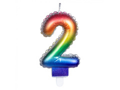 Świeczka cyferka kolorowa - 2 - dwa