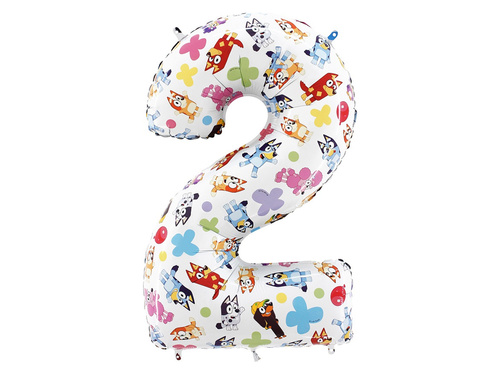 Balon foliowy cyfra 2 Bluey - 53x71 cm - 1 szt.