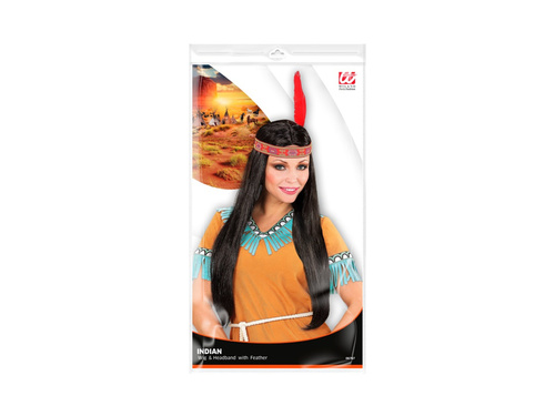 Peruka Indianina z opaską i piórem