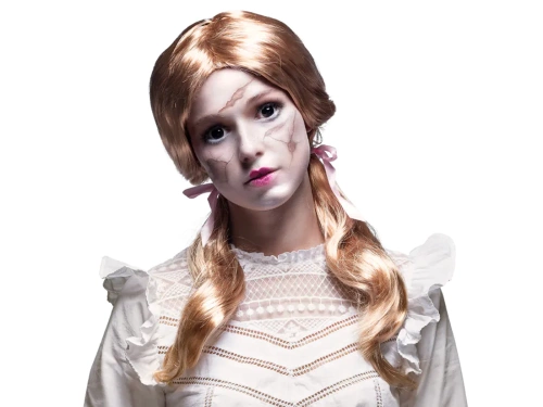 Peruka blond z kucykami i wstążkami