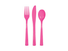 Sztućce plastikowe różowe - 18 szt.