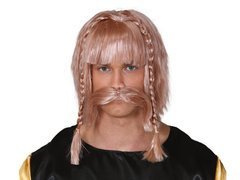 Blond Peruka Wiking z wąsami - 1 szt.