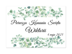 Personalizowana naklejka na księgę gości na I Komunię Świętą - 1 szt.