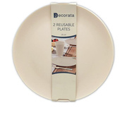 Talerzyki plastikowe wielokrotnego użytku beżowe - 25 cm - 2 szt.