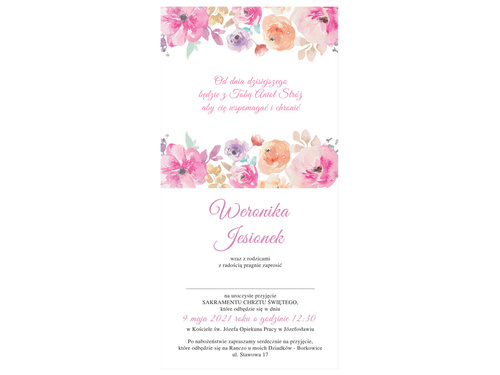 Zaproszenia personalizowane na chrzest dziewczynki - 6 szt.