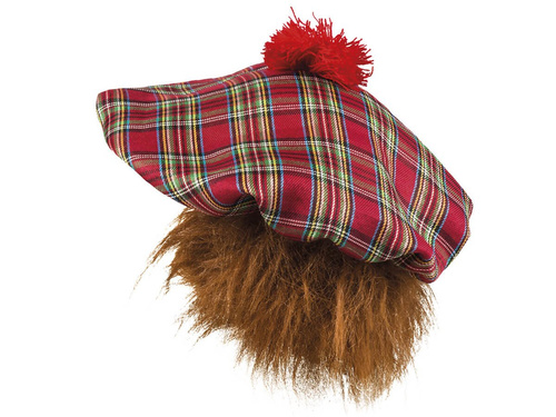 Szkocki beret z rudymi włosami