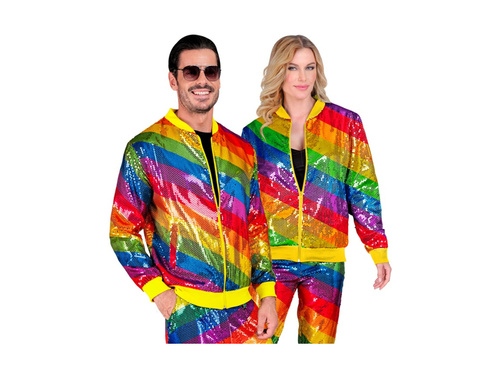 Imprezowa cekinowa kurtka - bomberka - tęczowa