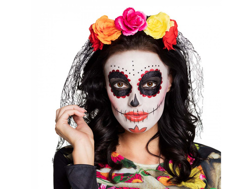 Opaska z welonem i kwiatami - 1 szt.