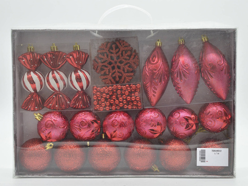 Dekoracje choinkowe czerwone - 25 szt.