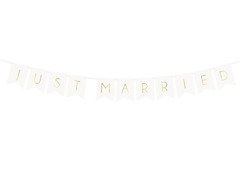 Baner Just Married - biały - 155 cm - 1 szt.