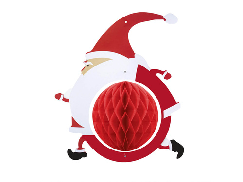 Dekoracja wisząca Święty Mikołaj z rozetką - 35 cm - 1 szt.