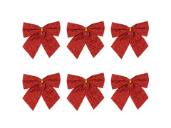 Kokardy czerwone brokatowe - 8 cm - 6 szt.