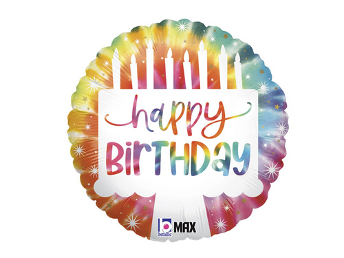 Balon foliowy urodzinowy Tort Happy Birthday - 46 cm - 1 szt.