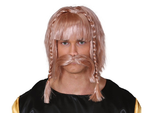Blond Peruka Wiking z wąsami - 1 szt.