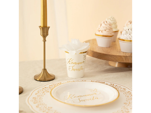 Kubeczki papierowe na Komunię Świętą - 220 ml - 6 szt.